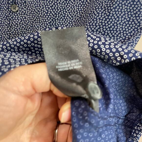 Slate & Stone Navy Circle Print Short Sleeve Button Down Size L - Picture 3 of 9